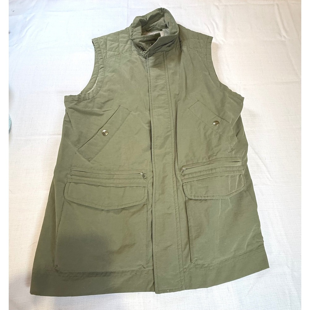 The Territory Ahead Olive Green Quilted Collar Utility Vest Size S